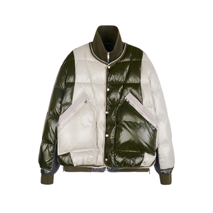 速写男装秋冬新款羽绒服轻暖拼接撞色短款翻领时尚设计简约面包服