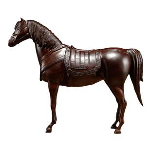 黑檀木雕马摆件实木中式唐马家居办公室马到成功装饰红木工艺礼品