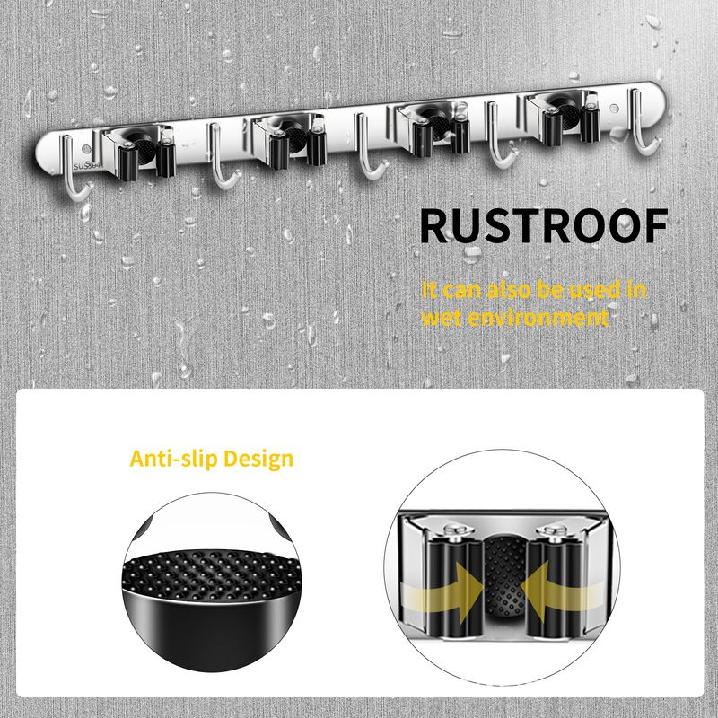 304拖把夹卫生间拖把架免打孔拖布拖把挂钩壁挂固定收纳挂架