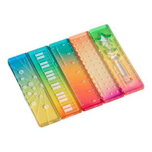 称心如意尺掌心尺糖果色m5手帐本迷你多功能刻度尺透明波浪直尺子