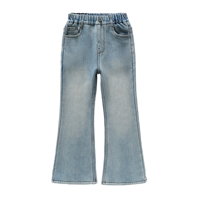 女童秋冬加绒弹力牛仔喇叭裤