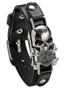 复古骷髅头皮带扣手链男女潮流个性小众设计手环霸气朋克嘻哈手饰