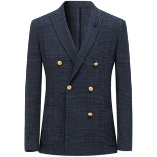 意大利进口西装羊毛桑蚕外套男春新品商务休闲布雷泽单西服上衣