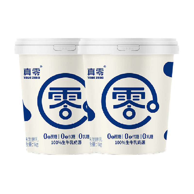 真零0添加蔗糖低GI酸奶1kg*2桶原味营养代餐低温