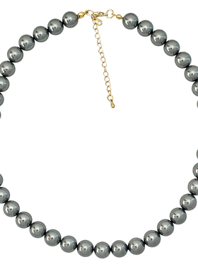 银灰色真多麻贝珠项链轻奢高级感