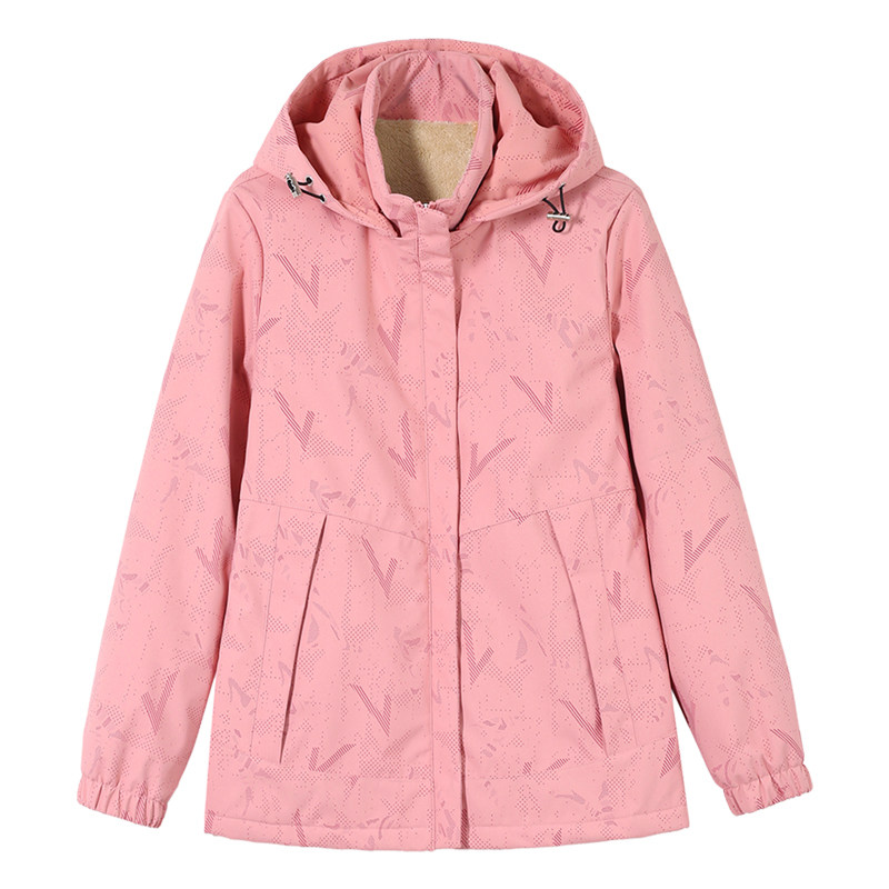 啄木鸟冲锋衣外套女士2025冬季新款宽松可拆卸帽加绒加厚休闲夹克