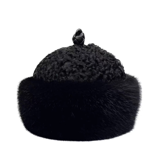 冬季棉帽貂皮帽时尚皮草帽仿水貂帽子男时尚中老年王爷地主帽保暖