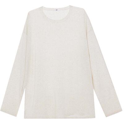 AIMER CHUANG相蕴3春夏女针织亚麻混纺圆领长袖上衣CA812272