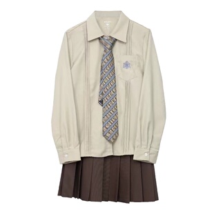 阿车家大码jk原创刺绣衬衫日系学院风短长袖衬衣百褶短裙春夏套装