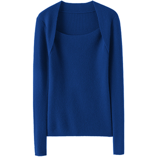 匠心品质~显瘦方领坑条山羊绒衫女圆领纯羊绒毛衣针织打底衫秋冬