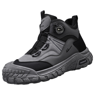 回力劳保男鞋冬季运动休闲旋钮扣防滑工地干活工作鞋耐磨登山潮鞋