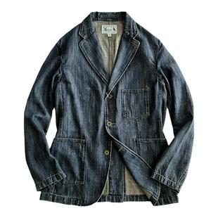 西里布美式复古棉麻牛仔休闲西服外套阿美咔叽水洗做旧新品非rrl