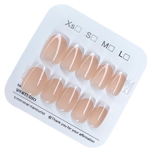 穿戴甲短款显白轻奢款法式白边手工甲猫眼可拆卸甲片气质美甲贴片