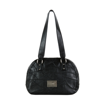 中古感做旧设计刺绣拼接波士顿包