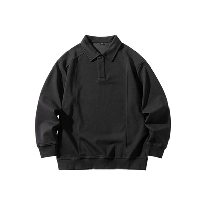 宽松版型重磅长袖Polo领卫衣