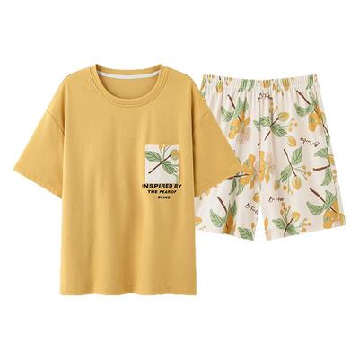 俞兆林家居服100%纯棉女士带胸垫短袖短裤夏季薄款可外穿睡衣套装