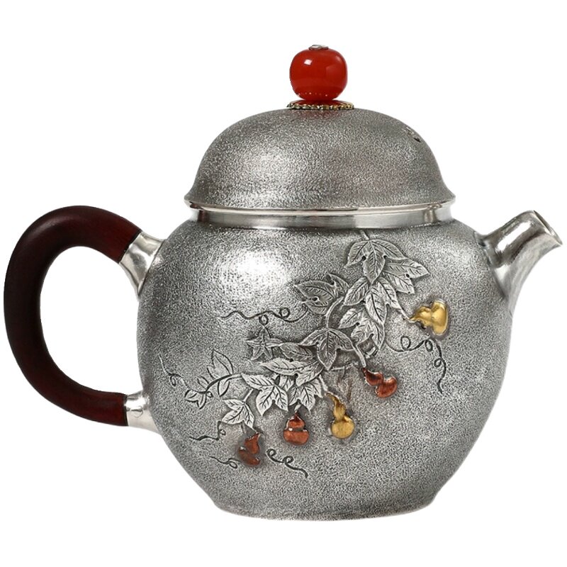 恋物志中式纯银999纯手工泡茶壶