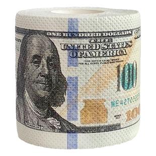 新年财主常备新版美金卷纸2层创意美元印花卫生纸彩色有芯厕纸