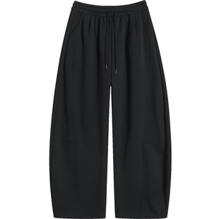 白色加绒弯刀裤女秋冬季高腰阔腿卫裤子羊羔绒加厚美式镰刀香蕉裤