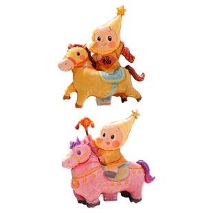 马年星星人公仔手持杆夹片新年春节装饰布置儿童玩具礼品铝膜气球