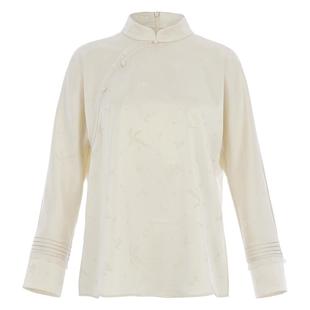 【春晚同款店】花木深重磅醋酸缎上衣中国风茶服立领长袖提花衬衫