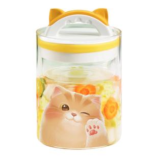 居元素小馋猫泡菜罐高硼硅玻璃柠檬杨梅酵素罐腌菜罐一夜渍腌制罐