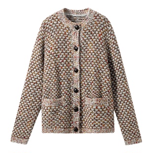 【塔尖品质】羊毛+羊绒 奢贵老钱风圆领花纱针织开衫+背心