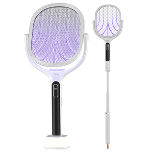 雅格电蚊拍充电式家用超强力多功能灭蚊灯可伸缩加长打蚊子拍神器