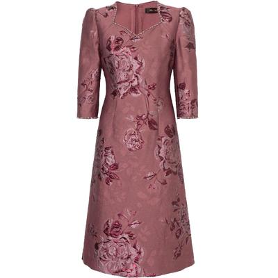 阿丹娜闪葱提花方领钉珠连衣裙