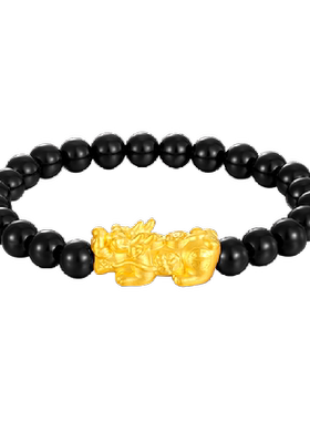 梦金园吉祥貔貅黄金转运珠手串