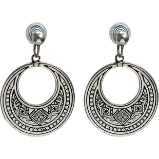 无耳洞夸张大圆环一体式蚊香盘耳夹复古民族风耳钩女耳饰小众设计