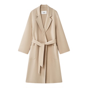 【绵羊毛】Laurel劳芮新款经典系带收腰长款大衣LWD354D04200