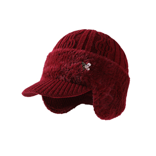 中老年人妈妈帽子女冬季老人奶奶老太太冬帽护耳加绒厚保暖毛线帽