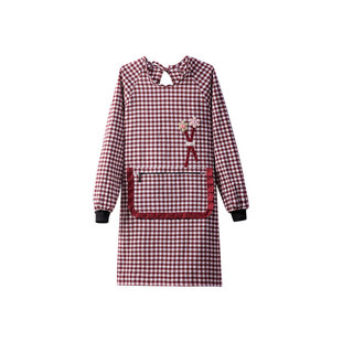 加厚棉布罩衣家用厨房做饭长袖围裙女时尚干活防污反穿带袖工作服