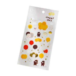 Ki BONITO波妮多气球小熊立体贴纸烫金滴胶手帐贴画手机壳装饰贴