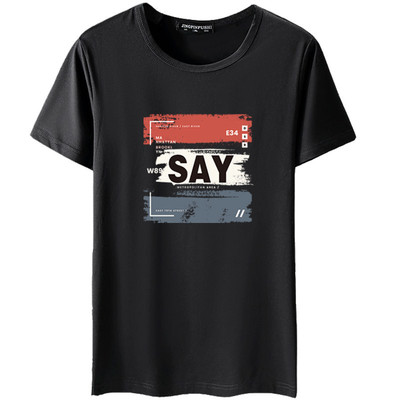 凉感弹力纯棉加肥加大码男短袖t