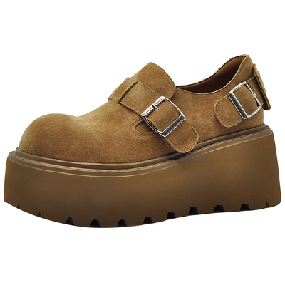 防水台坡跟单鞋7.5cm厚底