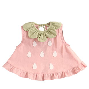 草莓茄子女宝宝罩衣外穿纯棉防脏婴幼儿围裙围兜口水巾小公主洋气