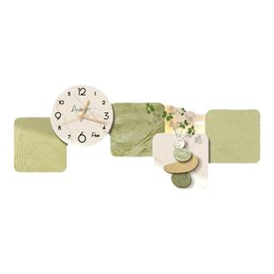 现代简约客厅装饰画带钟表2025新款沙发背景墙壁画石来运转灯光画