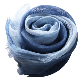 原创文艺法国纯亚麻棉麻围巾丝巾春夏季蓝灰渐变薄款遮阳披肩秋冬