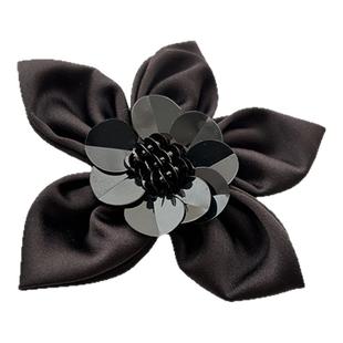 五角花瓣亮片布艺胸针绸缎面简洁文艺复古设计感花朵别针衣服配饰