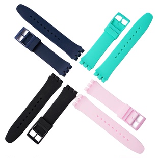 swatch替换表带沐时斯沃琪硅胶手表带配件橡胶171920mm适配男女款