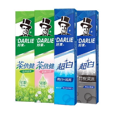 好来超白茶亮齿护龈牙膏190g*4支