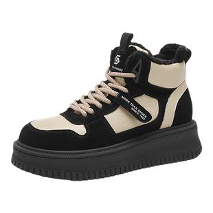 星期六厚底加绒高帮板鞋女款2025爆款冬季保暖棉鞋增休闲鞋【直】