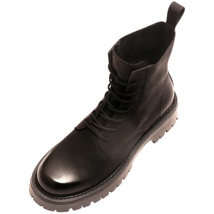 真皮马丁靴秋冬季加绒保暖棉男鞋英伦风高帮靴子厚底工装大黄靴男