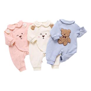 麦拉贝拉双层婴儿连体哈衣春款男女宝宝外出超萌外套秋季爬爬服装