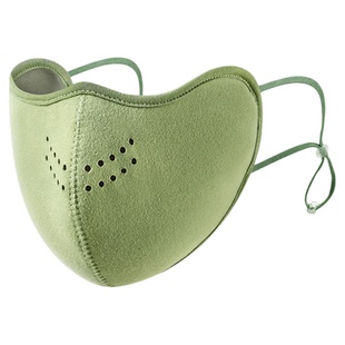 果绿色防寒东北保暖口罩户外防花粉护脸防风新款加绒面罩女透气孔