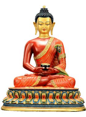 客厅家用铜雕像铜鎏金彩绘藏式