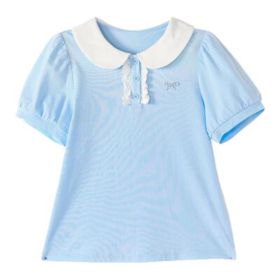 笛莎童装女童短袖T恤夏季新款中大童女孩儿童宝宝POLO衫上衣学院