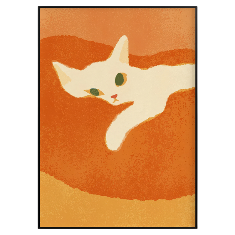 小清新客厅卧室挂画动物猫卡通画